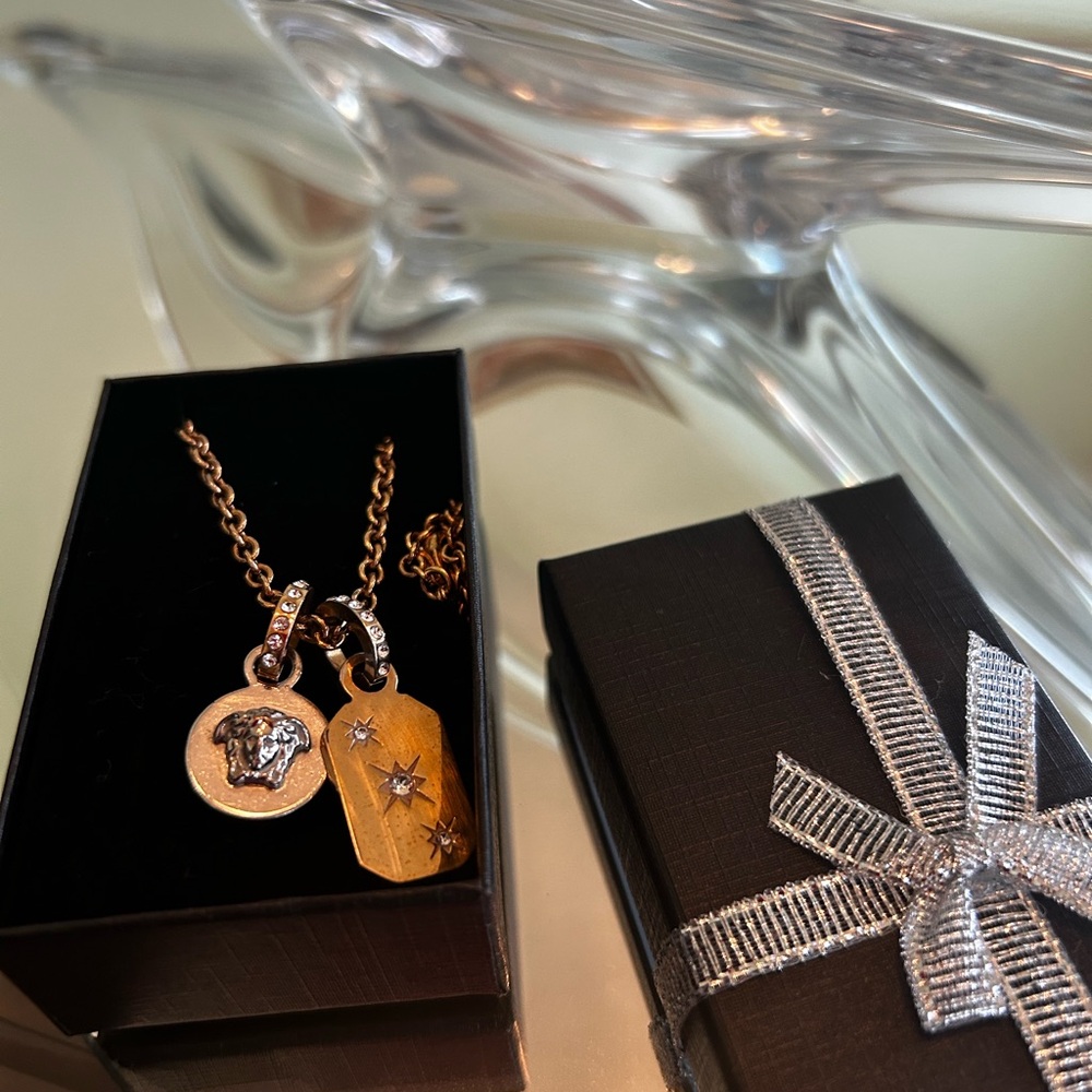 Versace Gold and Silver Star Pendant Necklace
